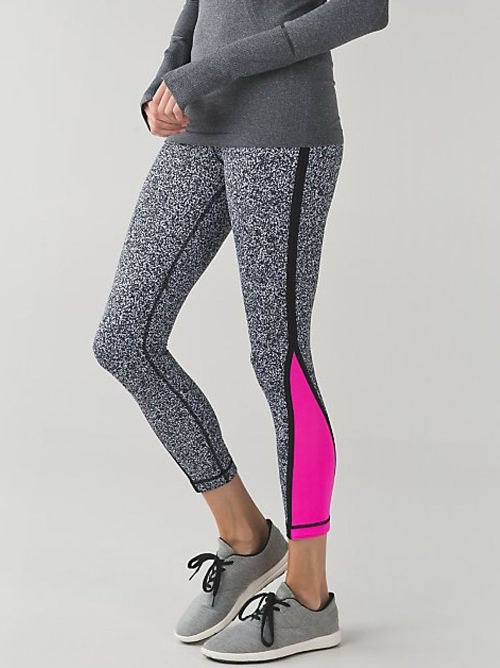 Lululemon Pace Tight - Flashback Static / Raspberry Glo Light Capri Leggings